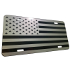 US American Flag Heavy Duty Aluminum License Plate Stealth Tactical DEEP Gray(Metallic Silver) on Black S1
