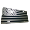 US American Flag Heavy Duty Aluminum License Plate Stealth Tactical DEEP Gray(Metallic Silver) on Black S1