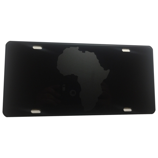 African Map Heavy Duty Aluminum License Plate Matte Black on Black Tactical Max Stealth S1