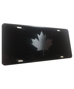 Canada Maple Small Leaf Heavy Duty Aluminum License Plate Gun Metal Black on Black Tactical Max Stealth S1