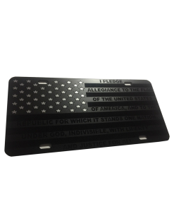 Pledge of Allegiance American Flag Heavy Duty Aluminum Plate Made with Max Level Stealth Matte Black Vinyl Tactical Showroom Tradeshow M Silver Stars Edition fmbPoAmetsED6