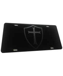 Knight Templar Crusader Christian, Religious, Cross Heavy Duty Aluminum License Plate Matte Black on Black Tactical Max Stealth S1