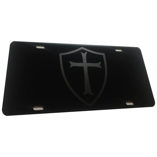 Knight Templar Crusader Christian, Religious, Cross Heavy Duty Aluminum License Plate Matte Black on Black Tactical Max Stealth S1