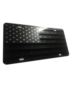 Pledge of Allegiance American Flag Heavy Duty Aluminum Plate Made with Max Level Stealth Matte Black Vinyl Tactical Showroom Tradeshow M Silver Stars Edition fmbPoAmetsED6
