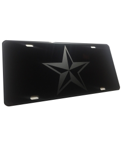 Nautical Naval Star Heavy Duty Aluminum License Plate Matte Black on Black Tactical Max Stealth S1