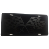 Racing Checkered Flag Heavy Duty Aluminum License Plate Matte Black on Black Tactical Max Stealth S1