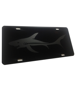 Shark Heavy Duty Aluminum License Plate Matte Black on Black Tactical Max Stealth S1