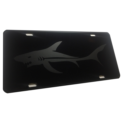 Shark Heavy Duty Aluminum License Plate Matte Black on Black Tactical Max Stealth S1