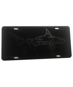 Shark Heavy Duty Aluminum License Plate Matte Black on Black Tactical Max Stealth S3