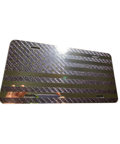 Carbon fiber black on mirror American flag license plate