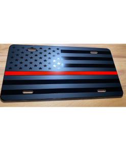 Thin Red Line on Matte Black License Plate