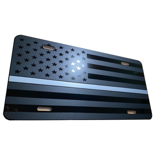 Thin Silver Line on Matte Black License Plate