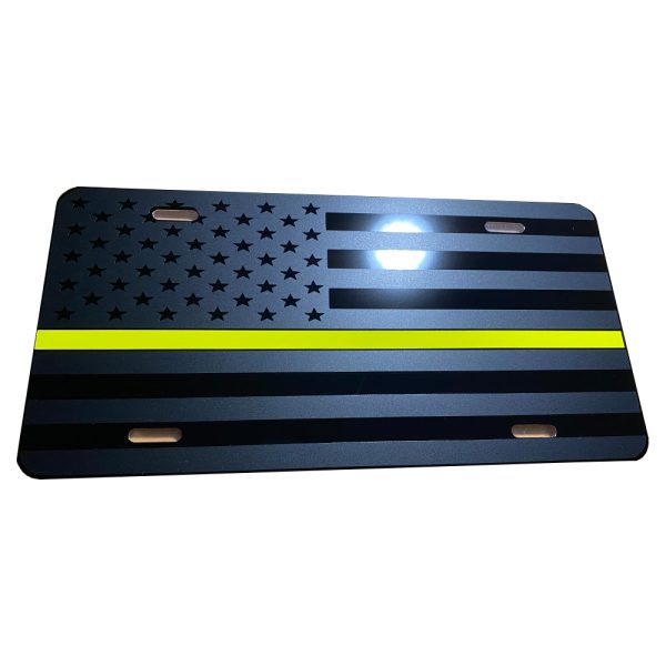 Thin Yellow Line on Matte Black License Plate
