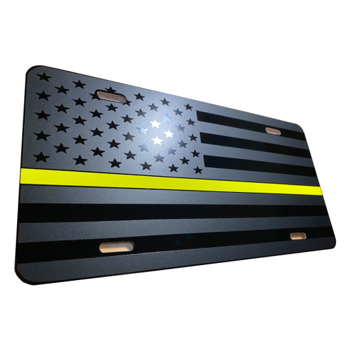 Thin Yellow Line on Matte Black License Plate