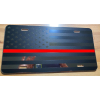 Thin Red Line Matte Black on Mirror Aluminum License Plate