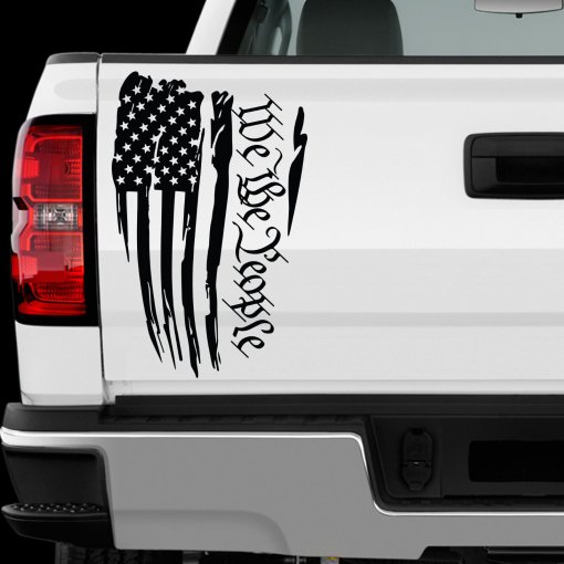 We the People American Flag sticker Allsize Regular & Chrome Mirror Vinyl Colors