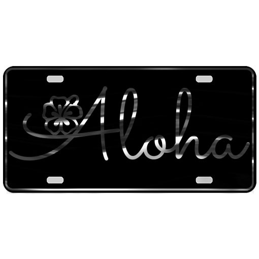 CustoMonsterDesigns Aloha with Hibiscus Flower Heavy Duty Aluminum License Plate S1