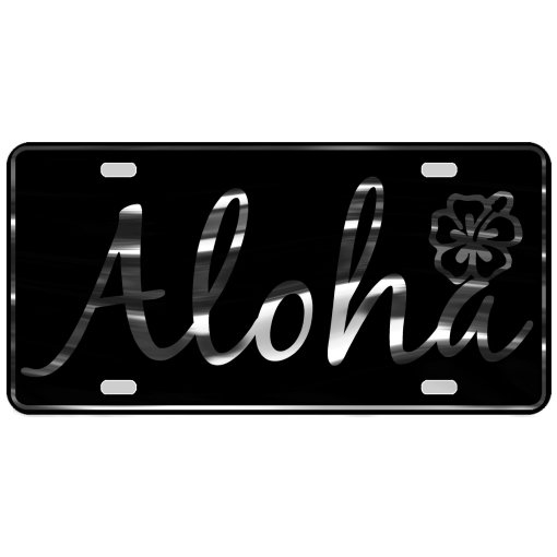 CustoMonsterDesigns Aloha with Hibiscus Flower Heavy Duty Aluminum License Plate S16R