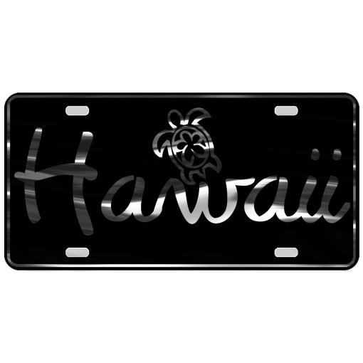 CustoMonsterDesigns Hawaii with Honu Sea Turtle and Hibiscus Flower Heavy Duty Aluminum License Plate S7