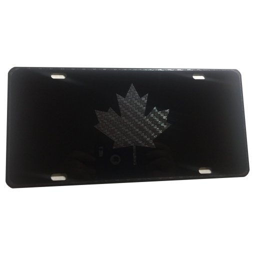 CustoMonsterDesigns Canada Maple Small Leaf Heavy Duty Aluminum License Plate Carbon Fiber Black on Blk Tactical S1 - Image 4