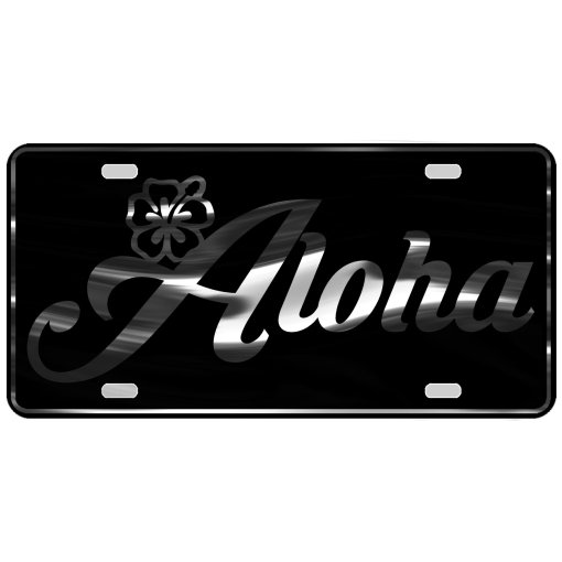 CustoMonsterDesigns Aloha with Hibiscus Flower Heavy Duty Aluminum License Plate S9