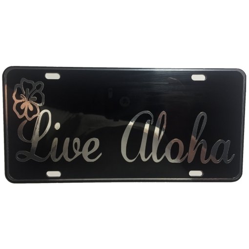 CustoMonsterDesigns Live Aloha Hibiscus Heavy Duty Aluminum License Plate S5