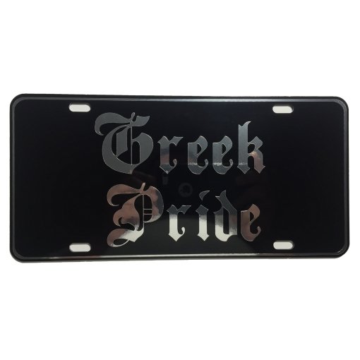 CustoMonsterDesigns Greek Pride Heavy Duty Aluminum License Plate