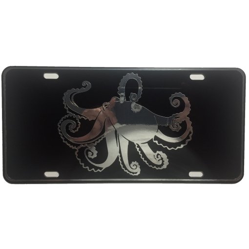 CustoMonsterDesigns Octopus Tako Spear Diving Fishing Heavy Duty Aluminum License Plate