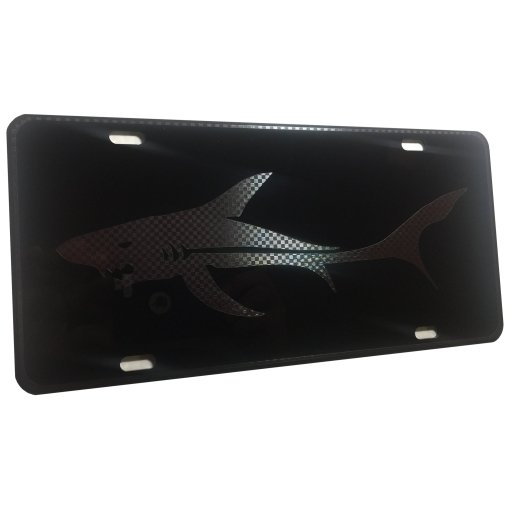 CustoMonsterDesigns Shark Heavy Duty Aluminum License Plate G Metal Black on Blk Tactical S1 - Image 4