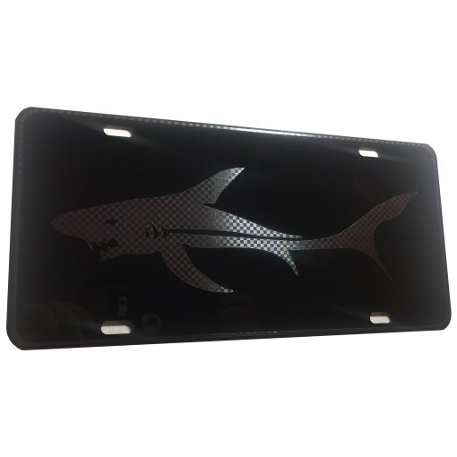 CustoMonsterDesigns Shark Heavy Duty Aluminum License Plate G Metal Black on Blk Tactical S1 - Image 2